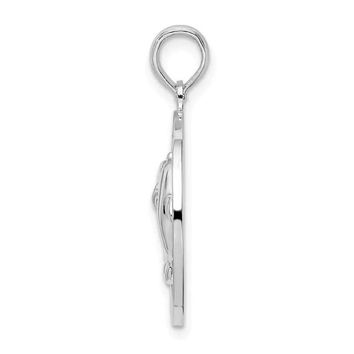 Necklaces TreasureFineJewelers Sterling Silver Polished St Thomas Circle wDolphins Pendant