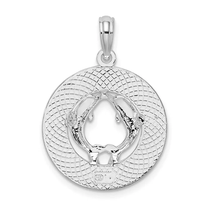 Necklaces TreasureFineJewelers Sterling Silver Polished St Thomas Circle wDolphins Pendant