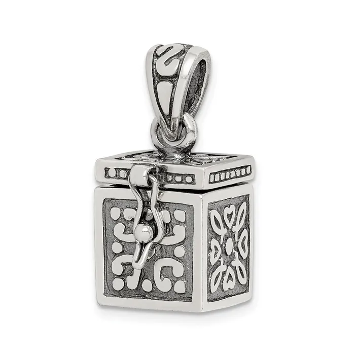 Necklaces TreasureFineJewelers Sterling Silver Square Prayer Box Pendant