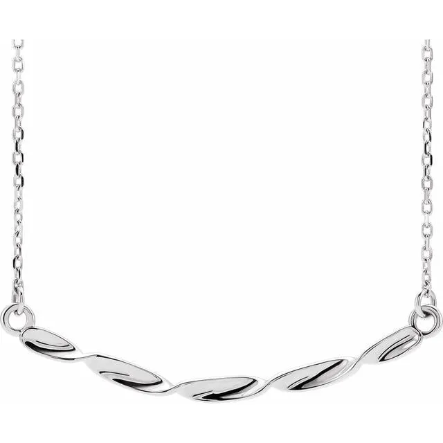 Necklaces TreasureFineJewelers Sterling Silver Twisted Ribbon Bar 1618 Necklace Necklaces TreasureFineJewelers Sterling Silver Twisted Ribbon Bar 1618 Necklace