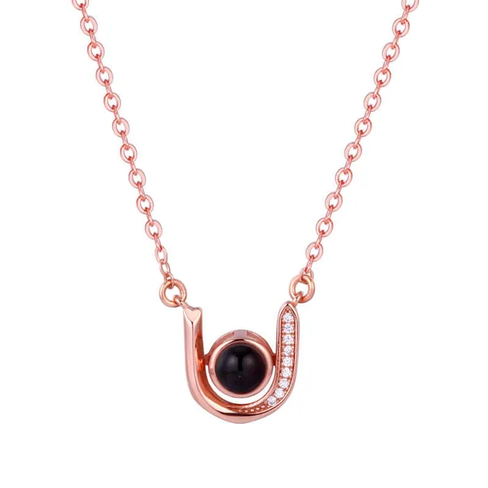 Necklaces Trendolla Jewelry 925 Sterling Silver Little Horseshoe Necklace with Picture Inside Necklaces Trendolla Jewelry 925 Sterling Silver Little Horseshoe Necklace with Picture Inside