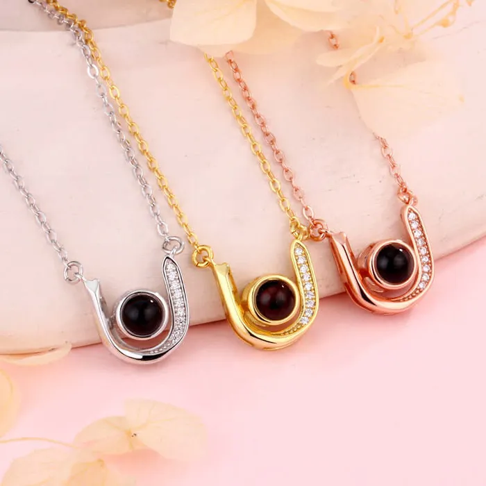 Necklaces Trendolla Jewelry 925 Sterling Silver Little Horseshoe Necklace with Picture Inside