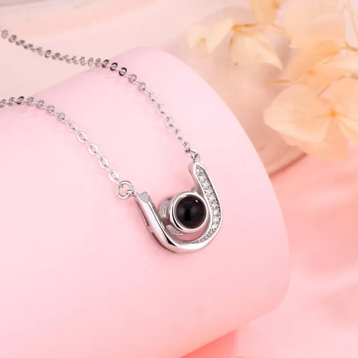 Necklaces Trendolla Jewelry 925 Sterling Silver Little Horseshoe Necklace with Picture Inside
