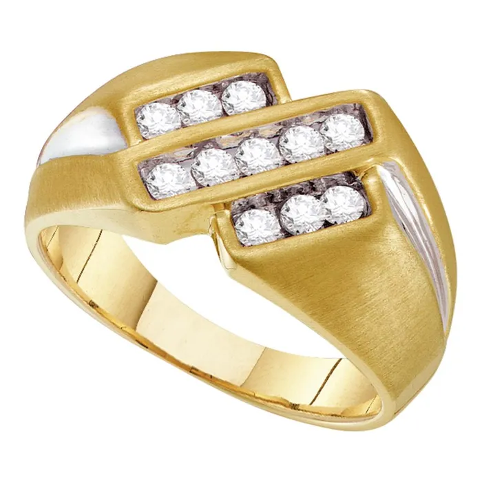 Rings 10kt yellow two tone gold mens round channel set diamond triple row band ring 12 cttw26424 North Arrow Shop Rings 10kt yellow two tone gold mens round channel set diamond triple row band ring 12 cttw26424 North Arrow Shop