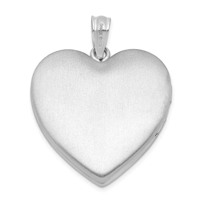 Rings Sterling Silver Rhodiumplated 24mm Enameled Rose with Border Heart Locket TreasureFineJewelers