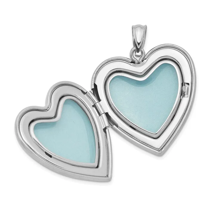 Rings Sterling Silver Rhodiumplated 24mm Enameled Rose with Border Heart Locket TreasureFineJewelers