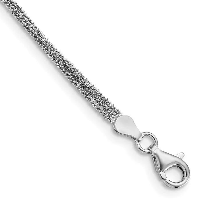 Rings Sterling Silver Textured Three Strand w1in ext Anklet TreasureFineJewelers