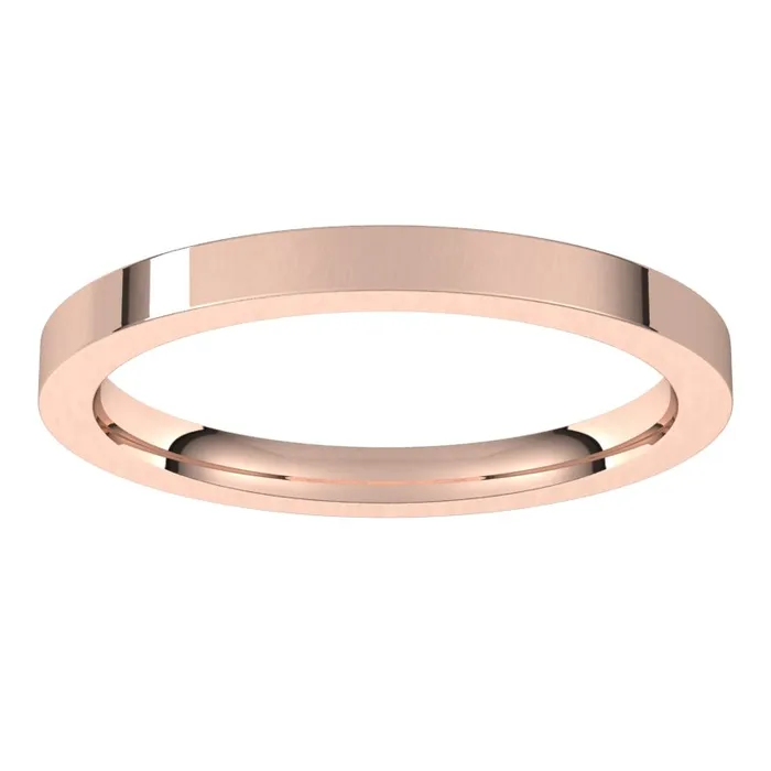 Rings TreasureFineJewelers 10K Rose Gold 2 mm flat comfort fit Wedding Band