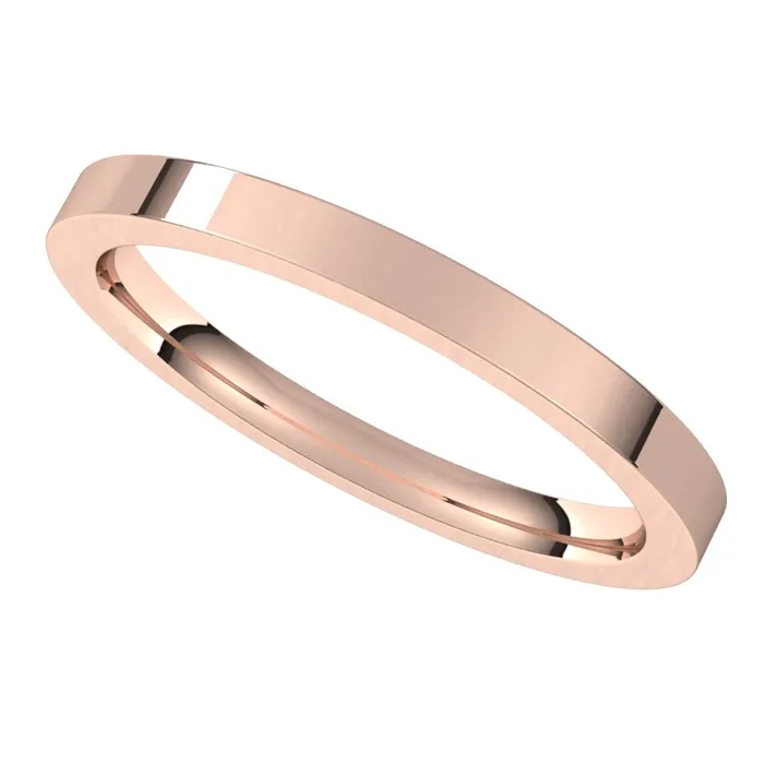 Rings TreasureFineJewelers 10K Rose Gold 2 mm flat comfort fit Wedding Band