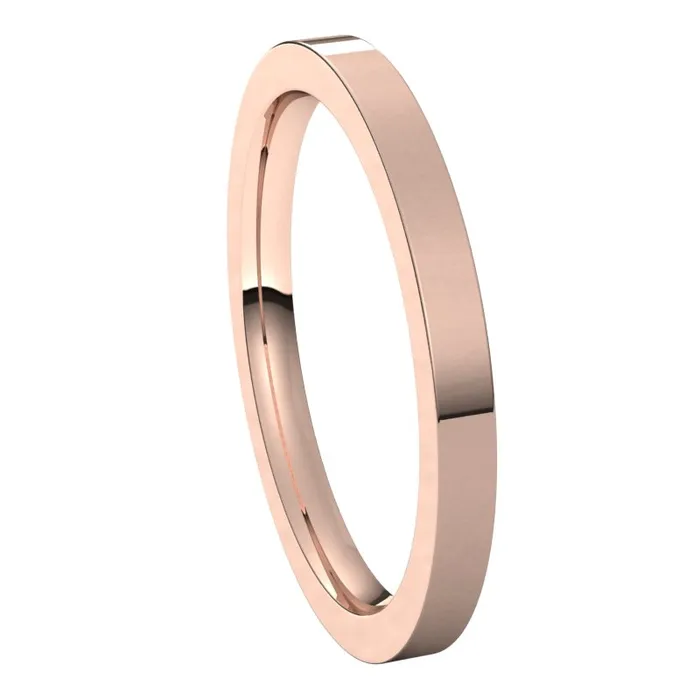 Rings TreasureFineJewelers 10K Rose Gold 2 mm flat comfort fit Wedding Band
