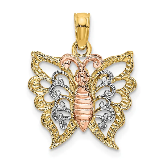 Rings TreasureFineJewelers 10K Twotone wWhite Gold Rhodium Butterfly CutOut Charm Rings TreasureFineJewelers 10K Twotone wWhite Gold Rhodium Butterfly CutOut Charm