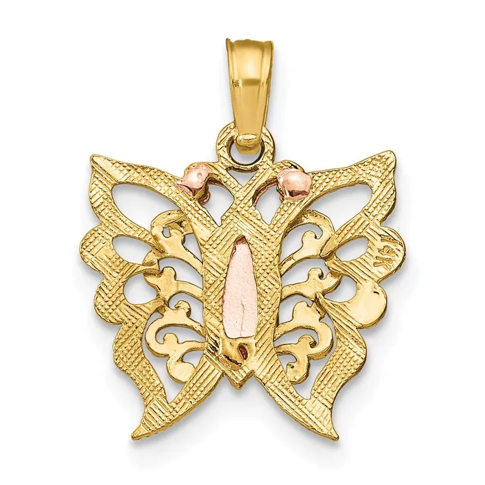Rings TreasureFineJewelers 10K Twotone wWhite Gold Rhodium Butterfly CutOut Charm