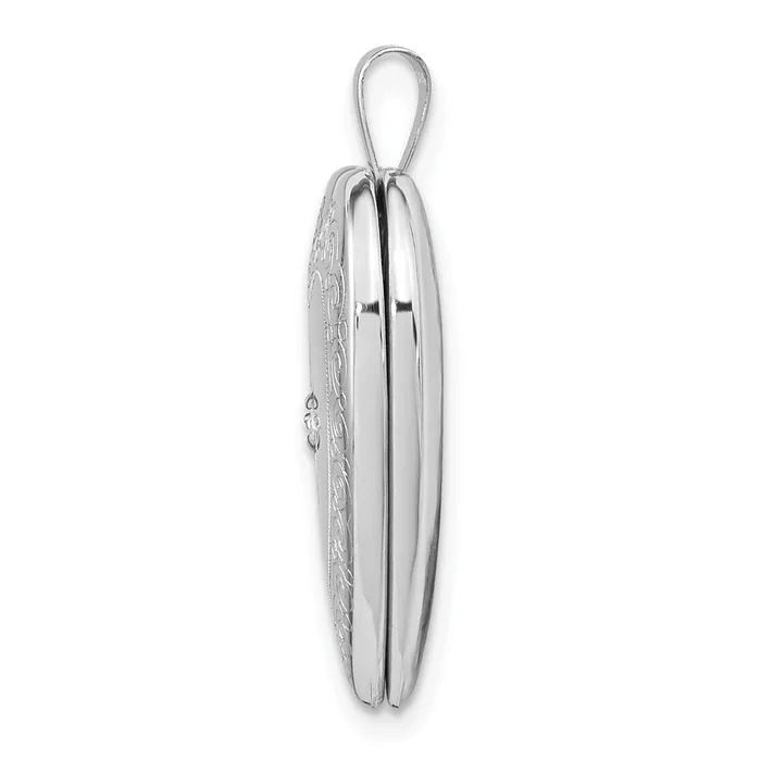 Rings TreasureFineJewelers 14K White Gold Diamond Side Swirl Edge 20mm Heart Locket