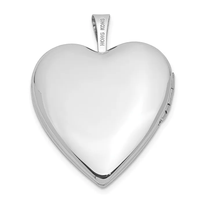 Rings TreasureFineJewelers 14K White Gold Diamond Side Swirl Edge 20mm Heart Locket