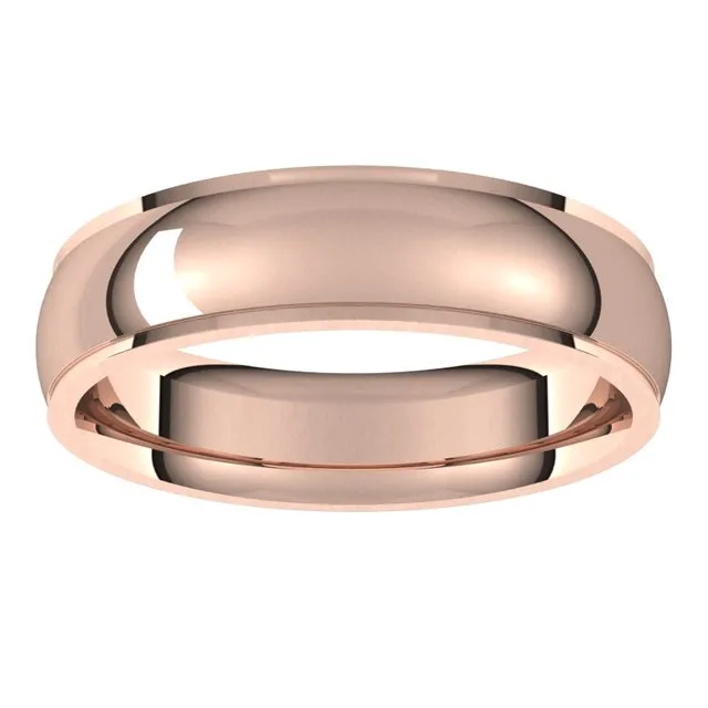 Rings TreasureFineJewelers 18K Rose Gold 5 mm Half Round Edge Comfort Fit Wedding Band