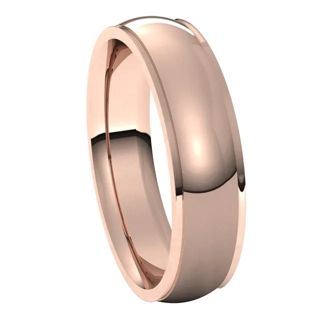 Rings TreasureFineJewelers 18K Rose Gold 5 mm Half Round Edge Comfort Fit Wedding Band