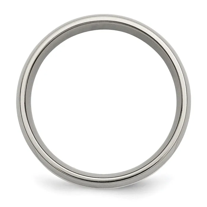 Rings TreasureFineJewelers Titanium Polished wSterling Silver Inlay 6mm Band