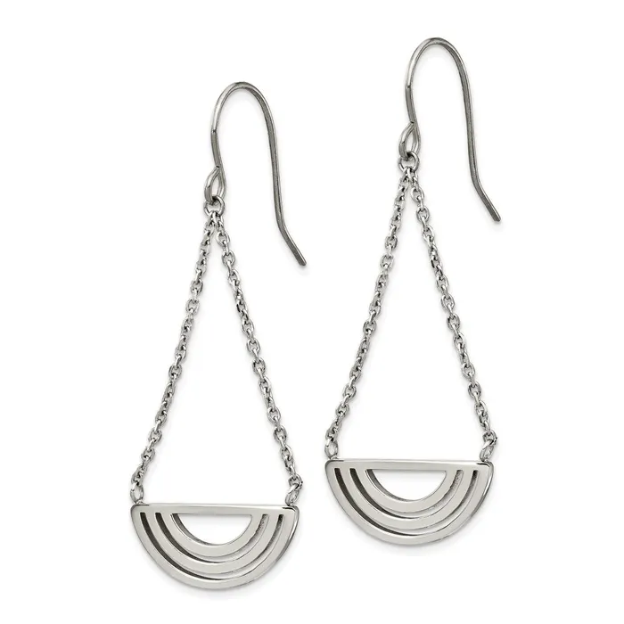 Stainless Steel Polished Dangle Shepherd Hook Earrings TreasureFineJewelers Earrings
