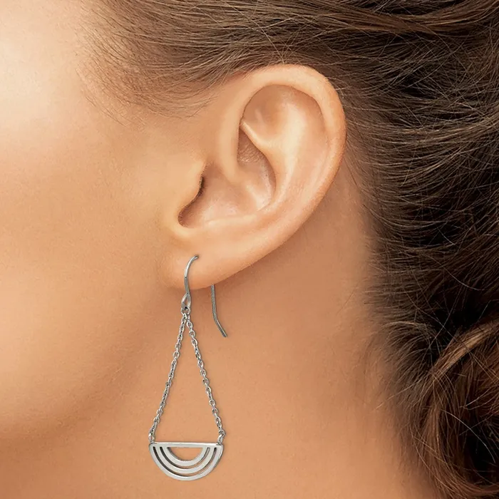 Stainless Steel Polished Dangle Shepherd Hook Earrings TreasureFineJewelers Earrings