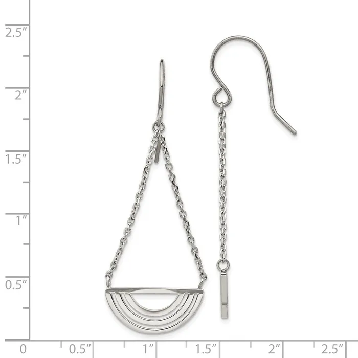 Stainless Steel Polished Dangle Shepherd Hook Earrings TreasureFineJewelers Earrings