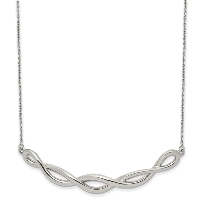 Stainless Steel Polished Twisted Bar 18in w2in ext Necklace TreasureFineJewelers Necklaces Stainless Steel Polished Twisted Bar 18in w2in ext Necklace TreasureFineJewelers Necklaces