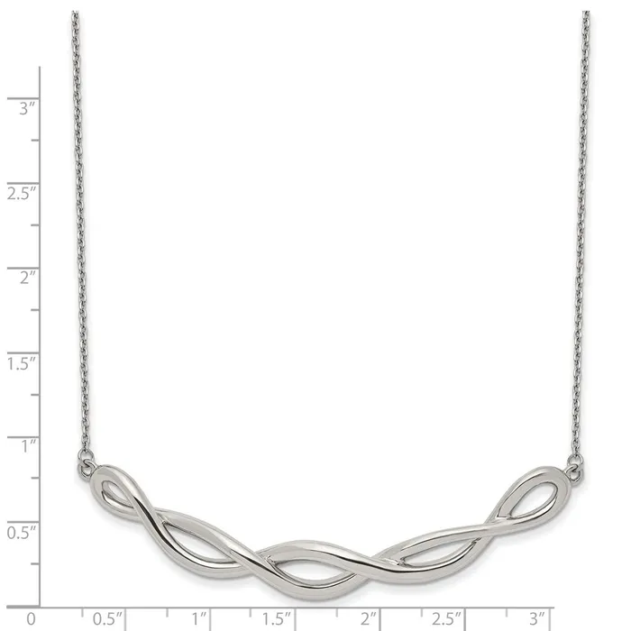 Stainless Steel Polished Twisted Bar 18in w2in ext Necklace TreasureFineJewelers Necklaces