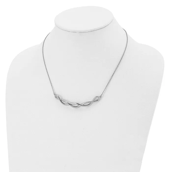 Stainless Steel Polished Twisted Bar 18in w2in ext Necklace TreasureFineJewelers Necklaces