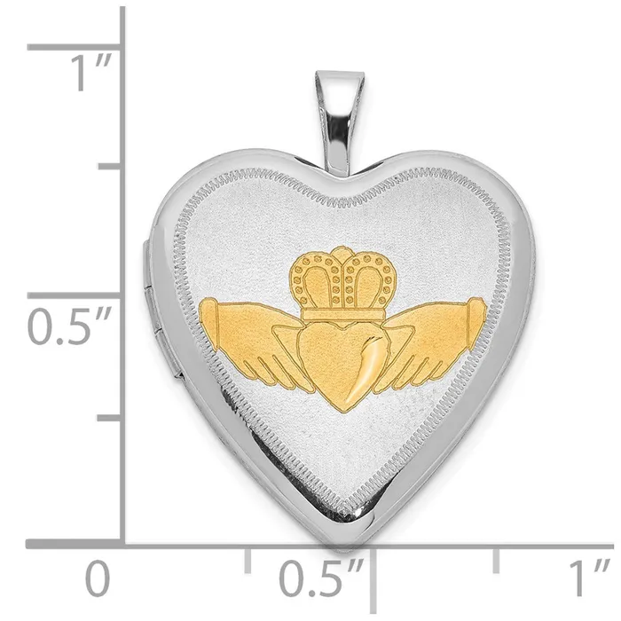 Sterling Silver 20mm GoldTone Satin Polished DC Claddagh Heart Locket TreasureFineJewelers Rings