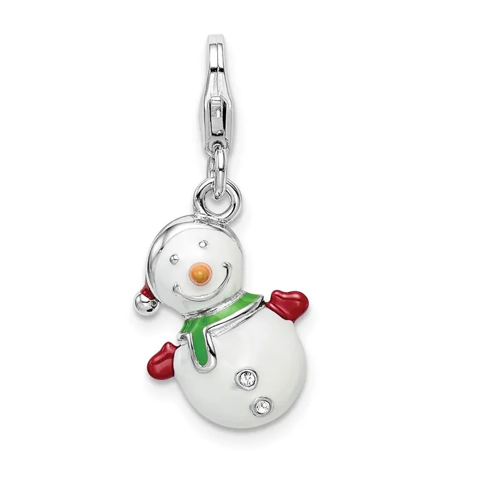 Sterling Silver Amore La Vita Rhpl Enamel Swarovski 3D Snowman Charm TreasureFineJewelers Rings Sterling Silver Amore La Vita Rhpl Enamel Swarovski 3D Snowman Charm TreasureFineJewelers Rings
