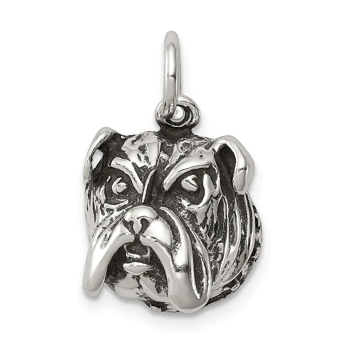 Sterling Silver Antiqued Bull Dog Charm TreasureFineJewelers Rings