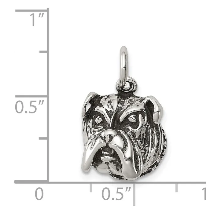 Sterling Silver Antiqued Bull Dog Charm TreasureFineJewelers Rings