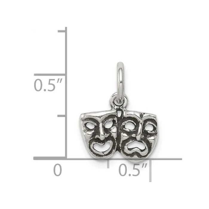 Sterling Silver Antiqued ComedyTragedy Face Charms TreasureFineJewelers Rings