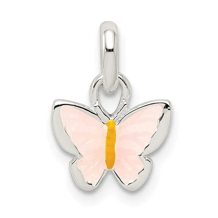 Sterling Silver Childrens PinkYellow Enameled Butterfly Pendant TreasureFineJewelers Necklaces Sterling Silver Childrens PinkYellow Enameled Butterfly Pendant TreasureFineJewelers Necklaces
