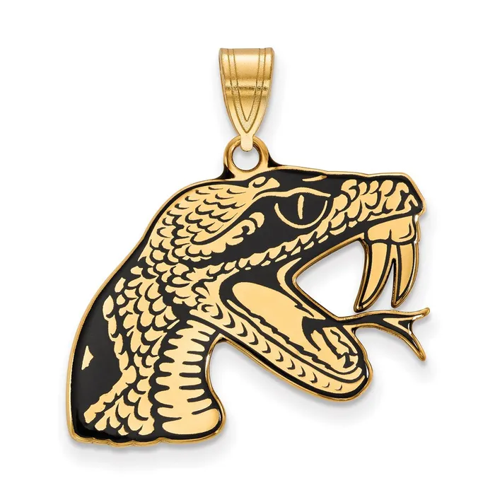 Sterling Silver Goldplated Florida A and M University Rattler Large Enameled Pendant TreasureFineJewelers Necklaces