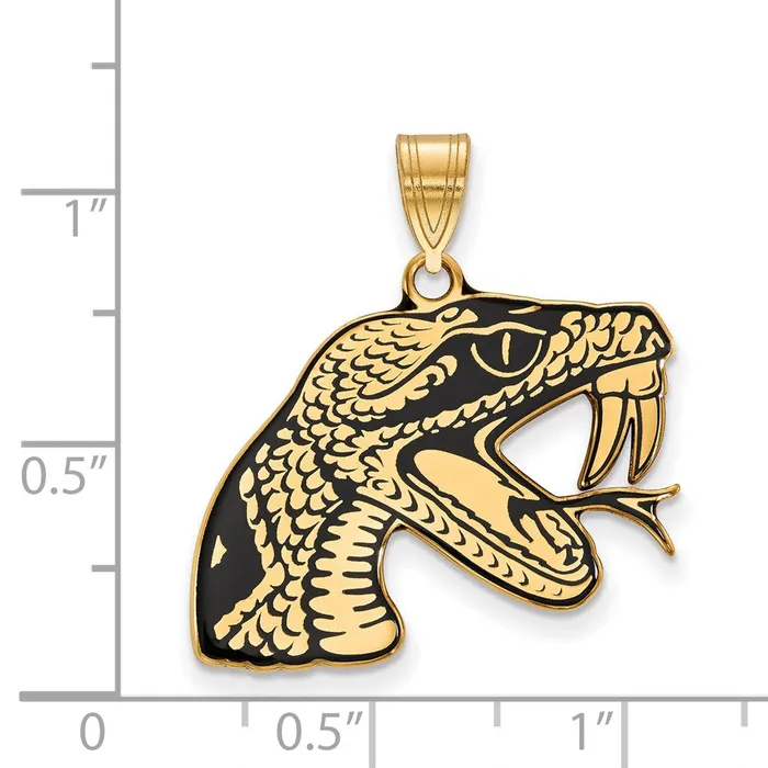 Sterling Silver Goldplated Florida A and M University Rattler Large Enameled Pendant TreasureFineJewelers Necklaces