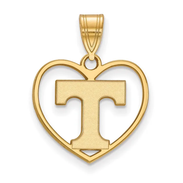 Sterling Silver Goldplated University of Tennessee Letter T Heart Pendant TreasureFineJewelers Necklaces