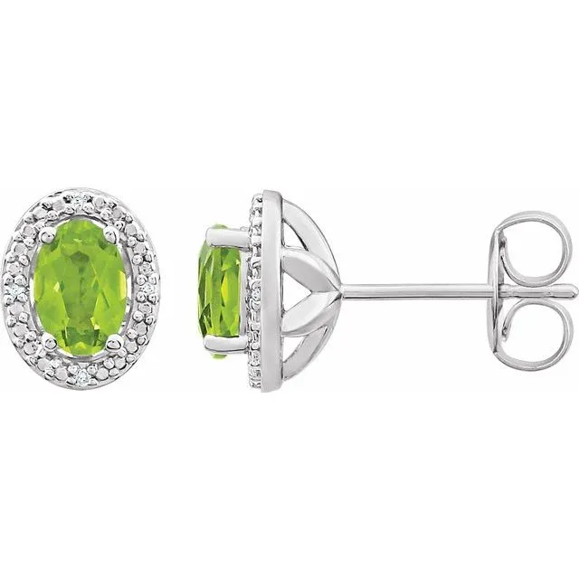 Sterling Silver Natural Peridot 025 CTW Natural Diamond Earrings TreasureFineJewelers Earrings Sterling Silver Natural Peridot 025 CTW Natural Diamond Earrings TreasureFineJewelers Earrings