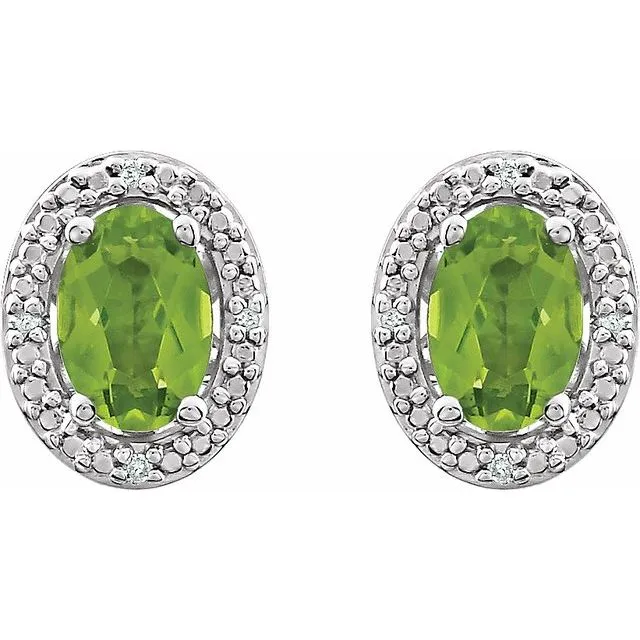 Sterling Silver Natural Peridot 025 CTW Natural Diamond Earrings TreasureFineJewelers Earrings