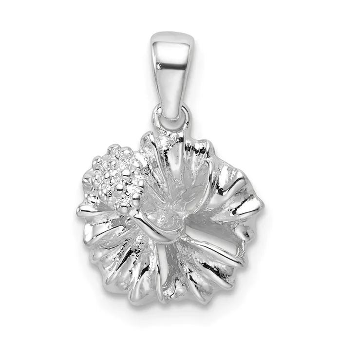 Sterling Silver Polished Hibiscus Flower Pendant TreasureFineJewelers Necklaces Sterling Silver Polished Hibiscus Flower Pendant TreasureFineJewelers Necklaces