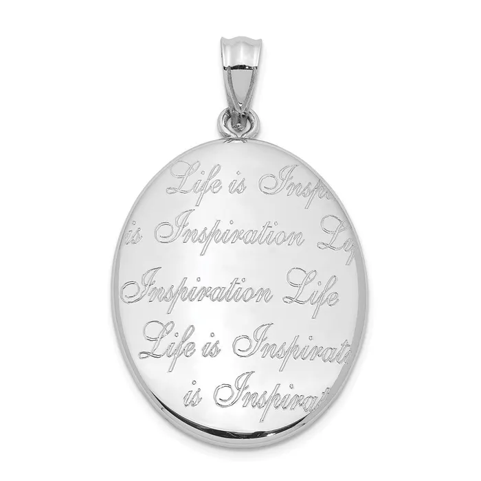 Sterling Silver Rhodplated Polished Life is Inspiration Oval Open Locket TreasureFineJewelers Rings Sterling Silver Rhodplated Polished Life is Inspiration Oval Open Locket TreasureFineJewelers Rings