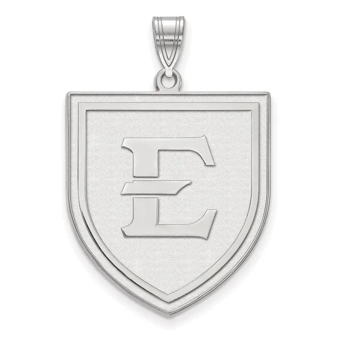 Sterling Silver Rhodiumplated East Tennessee State University Letter E Shield Extra Large Pendant TreasureFineJewelers Necklaces Sterling Silver Rhodiumplated East Tennessee State University Letter E Shield Extra Large Pendant TreasureFineJewelers Necklaces