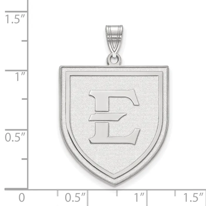 Sterling Silver Rhodiumplated East Tennessee State University Letter E Shield Extra Large Pendant TreasureFineJewelers Necklaces