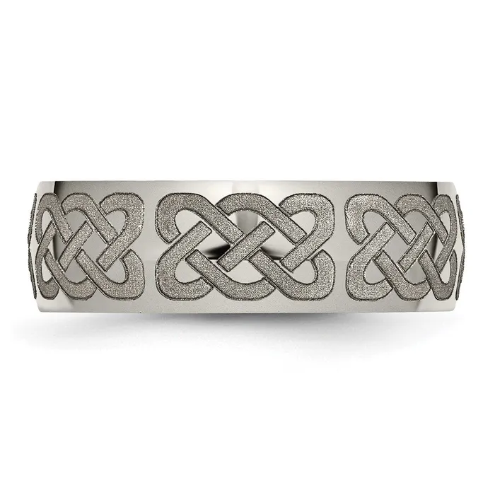 Titanium Polished Celtic Laser Design 8mm Band TreasureFineJewelers Rings