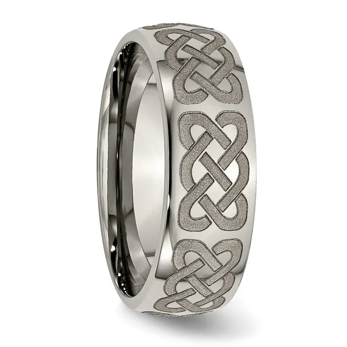 Titanium Polished Celtic Laser Design 8mm Band TreasureFineJewelers Rings