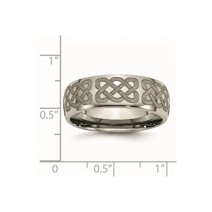 Titanium Polished Celtic Laser Design 8mm Band TreasureFineJewelers Rings