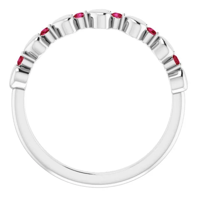 TreasureFineJeweler Rings Platinum Natural Ruby Heart Stackable Ring
