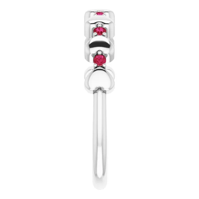 TreasureFineJeweler Rings Platinum Natural Ruby Heart Stackable Ring