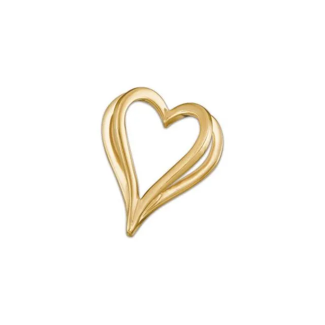 TreasureFineJewelers 10K Yellow Shadow Heart Slide Pendant Necklaces