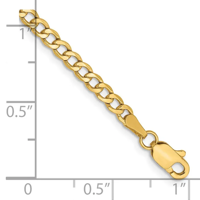 TreasureFineJewelers 14K 7 inch 285mm SemiSolid Curb with Lobster Clasp Bracelet Bracelets