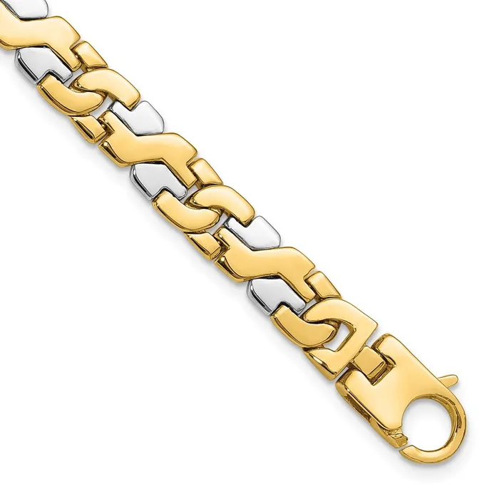 TreasureFineJewelers 14K Twotone 9 inch 88mm Hand Polished Fancy Link with Fancy Lobster Clasp Bracelet Bracelets TreasureFineJewelers 14K Twotone 9 inch 88mm Hand Polished Fancy Link with Fancy Lobster Clasp Bracelet Bracelets